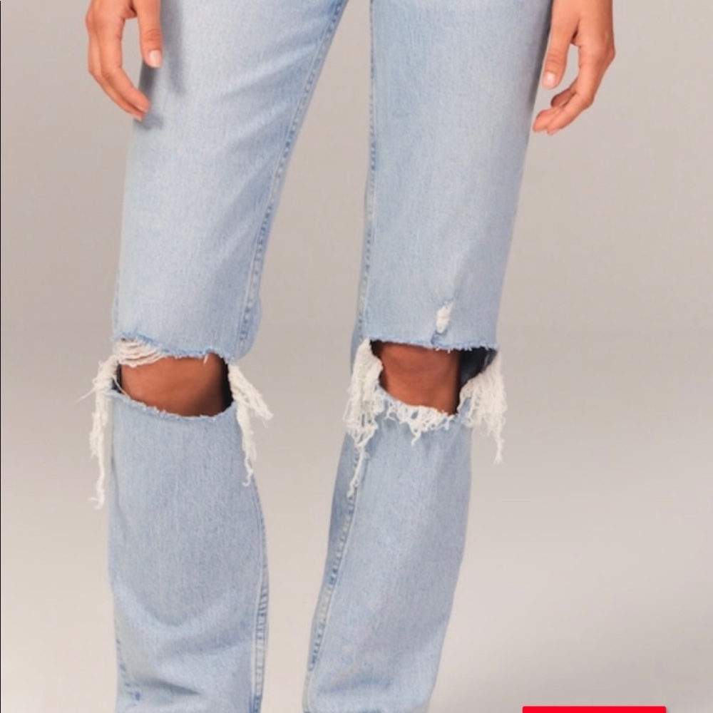 Abercrombie & Fitch Medium Destroy Ultra High Rise 90s Straight Jeans